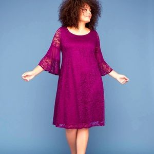 Lane Bryant 3/4 Bell Sleeve Lace Swing Dress